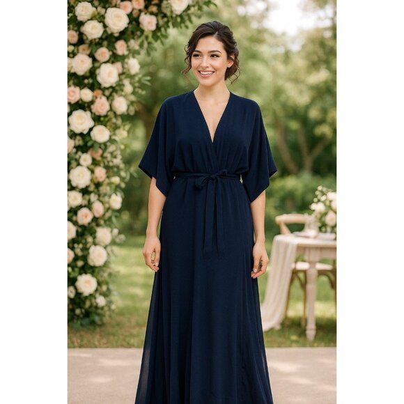 Reformation Maxi Wrap Dress SZ XL Evening Wedding Kimono Flowing Glam Whimsical - Picture 1 of 13